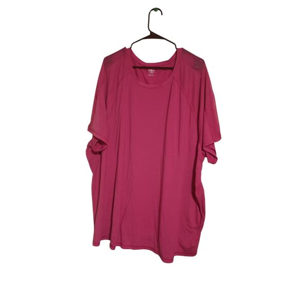 Athletic Works Short Sleeve T-shirt Top Hot Pink Women's Size 5X 32W-34W 30"L - Picture 1 of 3
